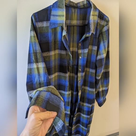 NIP LONG PLAID FLANNEL DUSTER - Picture 11 of 14